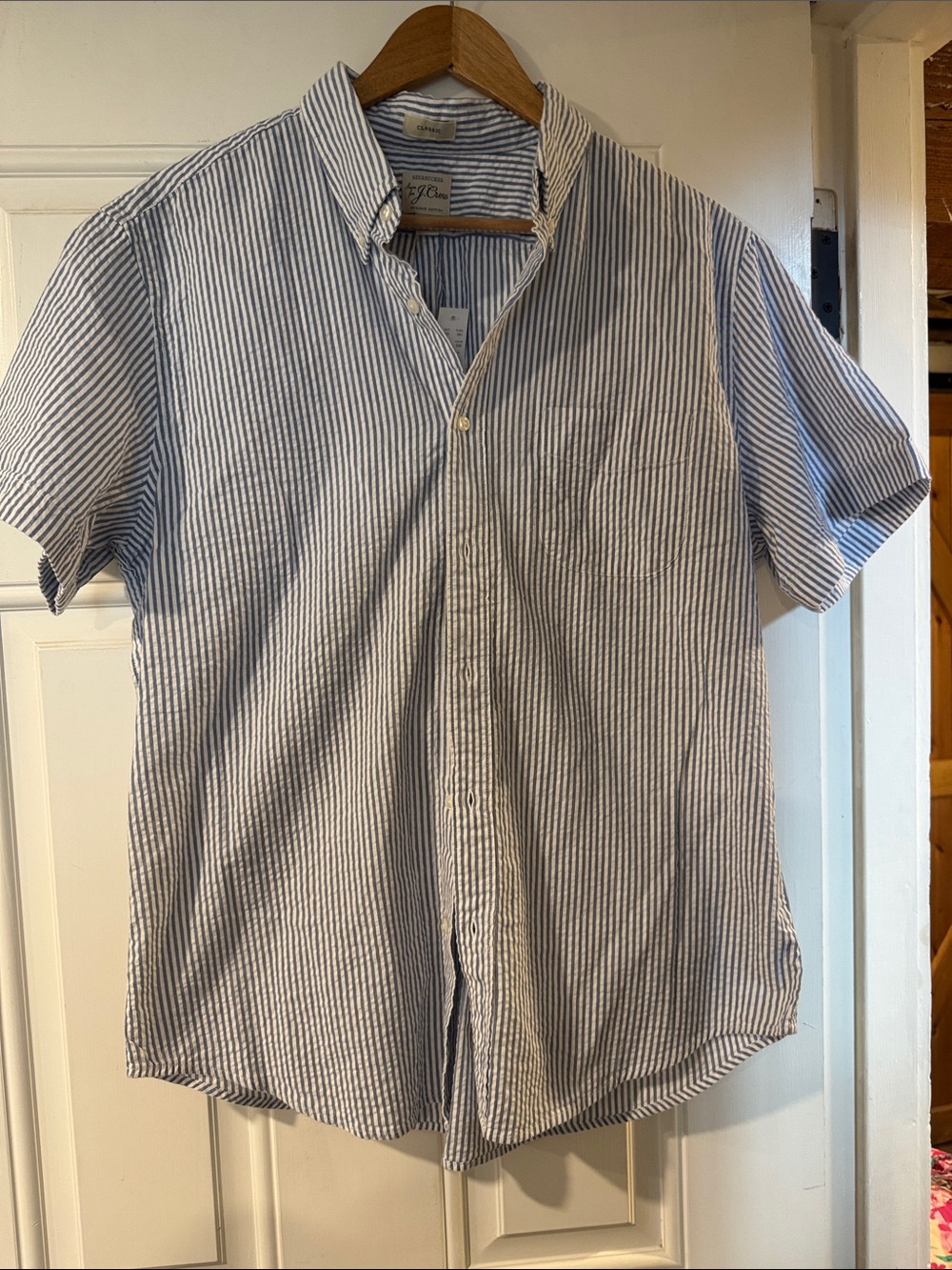 J.Crew Blue & White Striped Short-Sleeve Seersucker and Denim Button-Down bundle